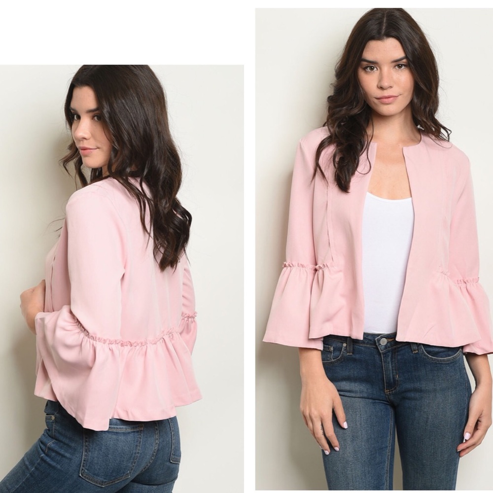 👛Elegant Blush Belle Sleeve Jacket🌟 - Picture 2 of 5